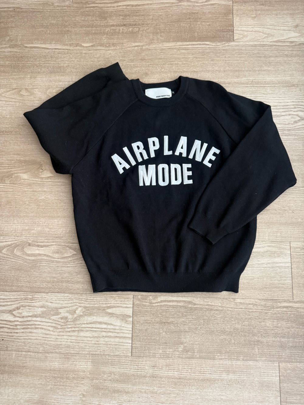 Black 'Airplane Mode' Crewneck Sweater - PINK MARTINI